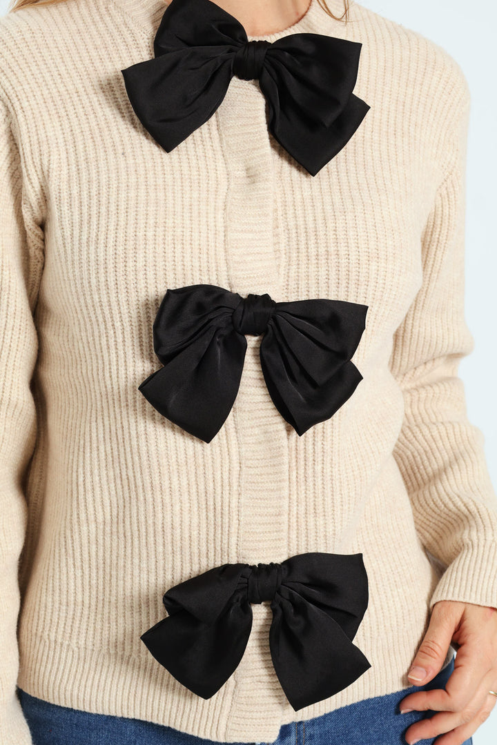 Bow Detail Cardigan - Cream