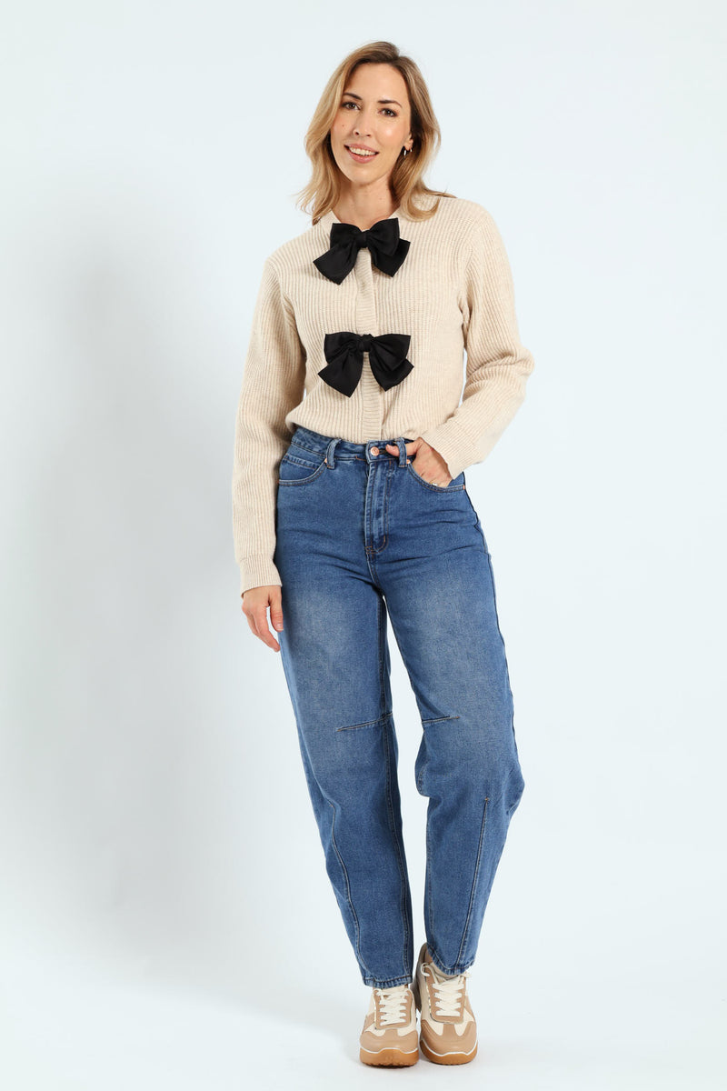 Hi-Rise Classic Barrel Leg Rigid Jean - Mid Wash