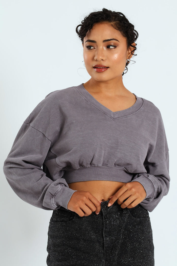 Washed Fleece Top - Blue