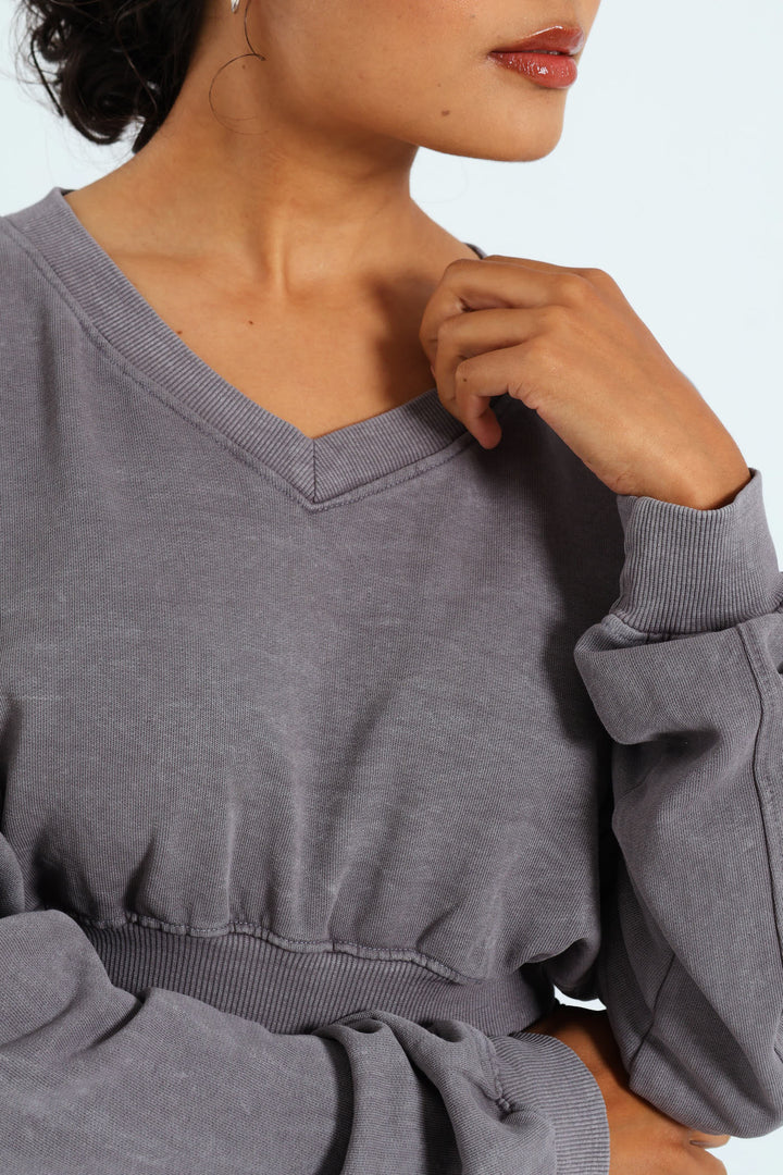 Washed Fleece Top - Blue