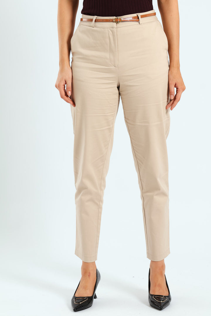 Chino Belted Pants - Cream