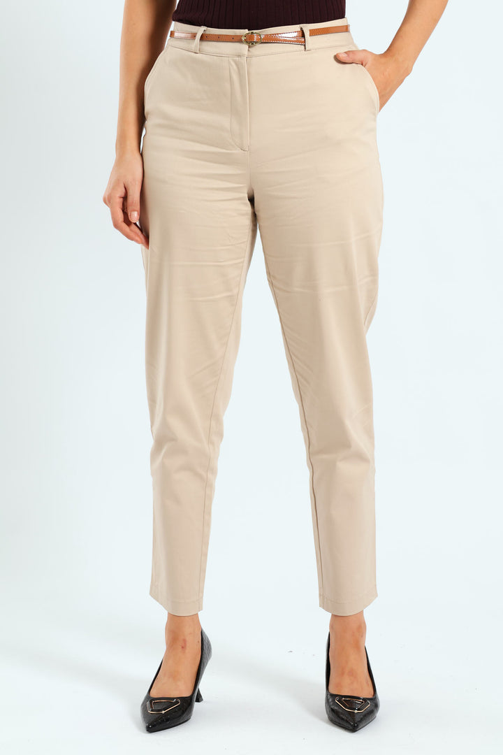 Chino Belted Pants - Cream