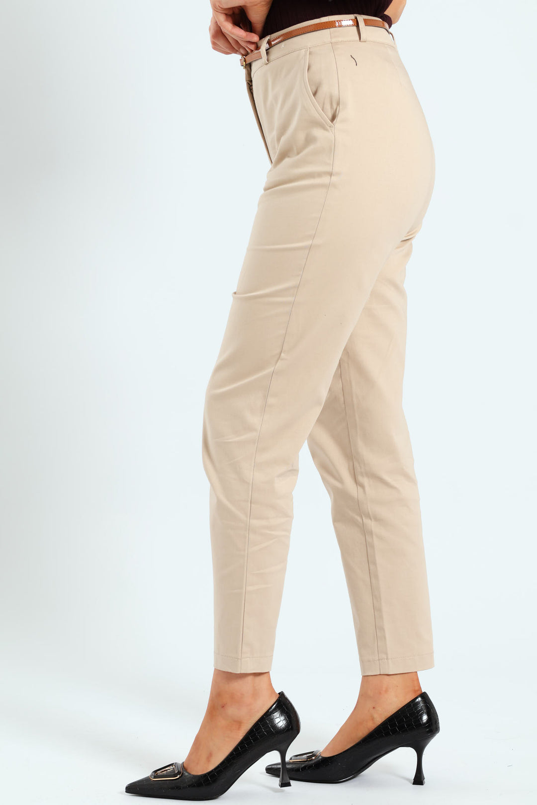 Chino Belted Pants - Cream