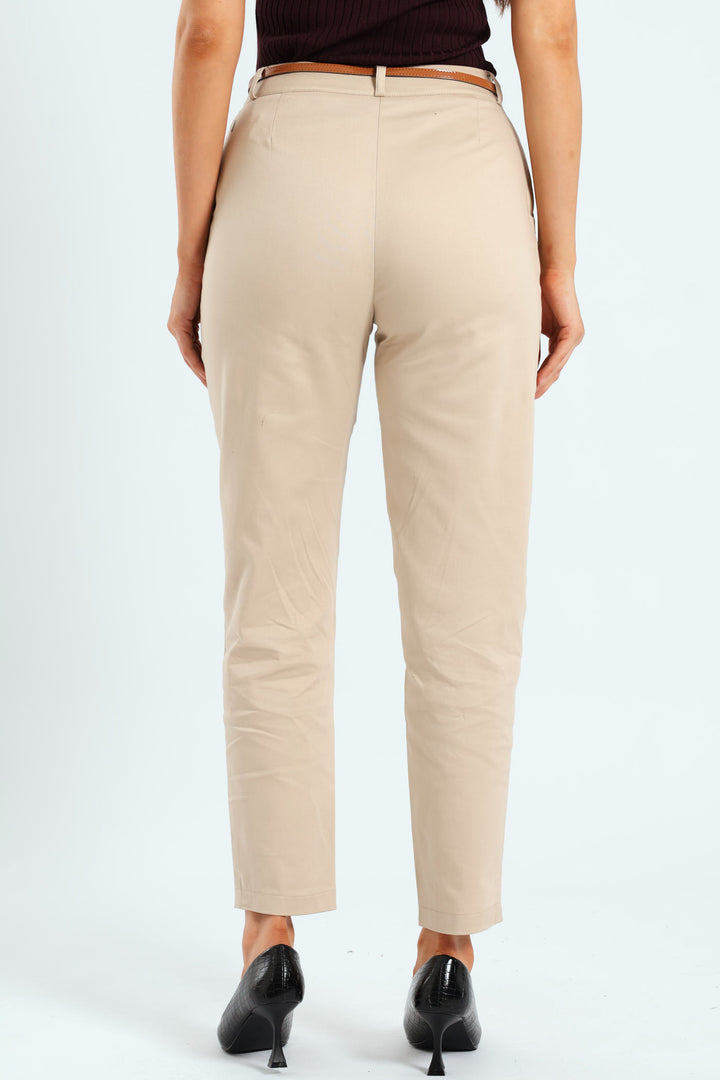 Chino Belted Pants - Cream