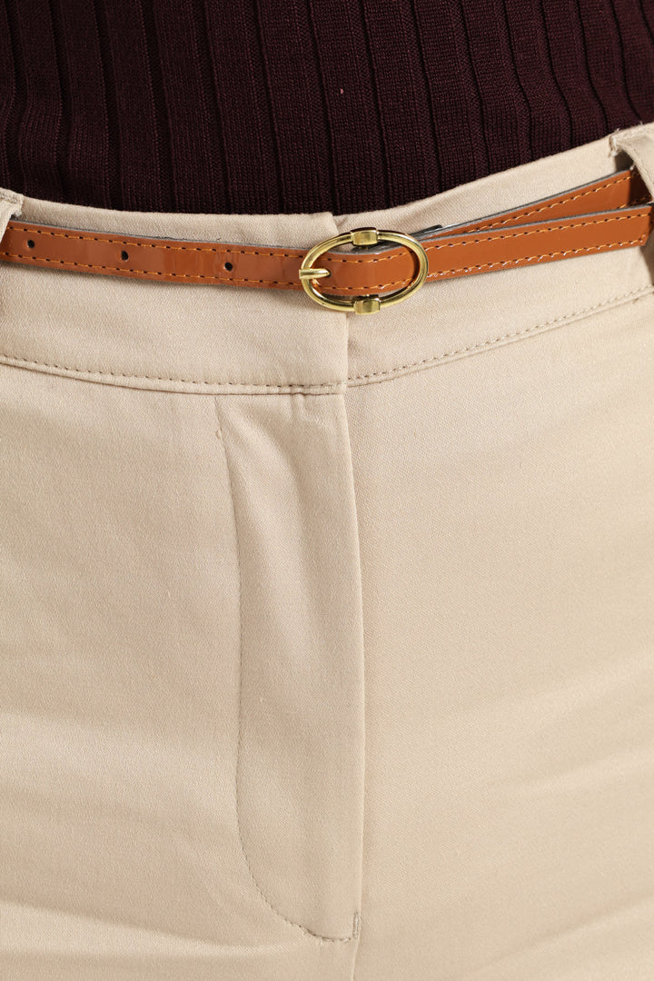 Chino Belted Pants - Cream
