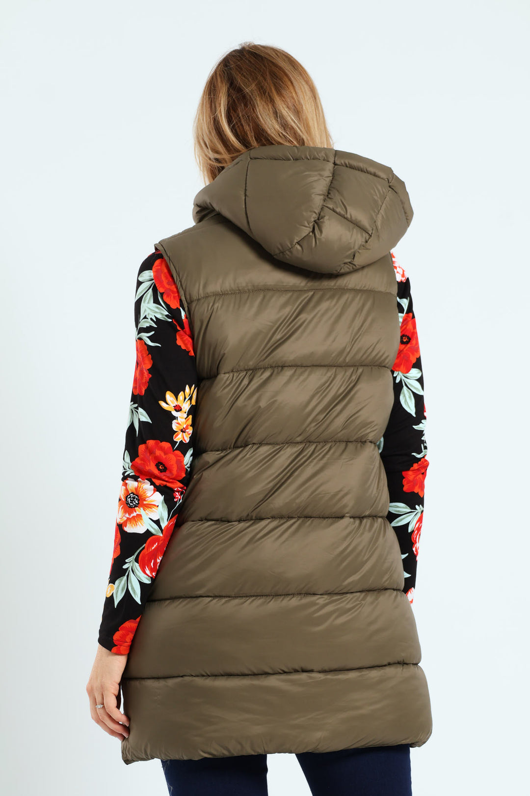 Sleeveless Zip Detail Puffer Gilet - Dark Sage