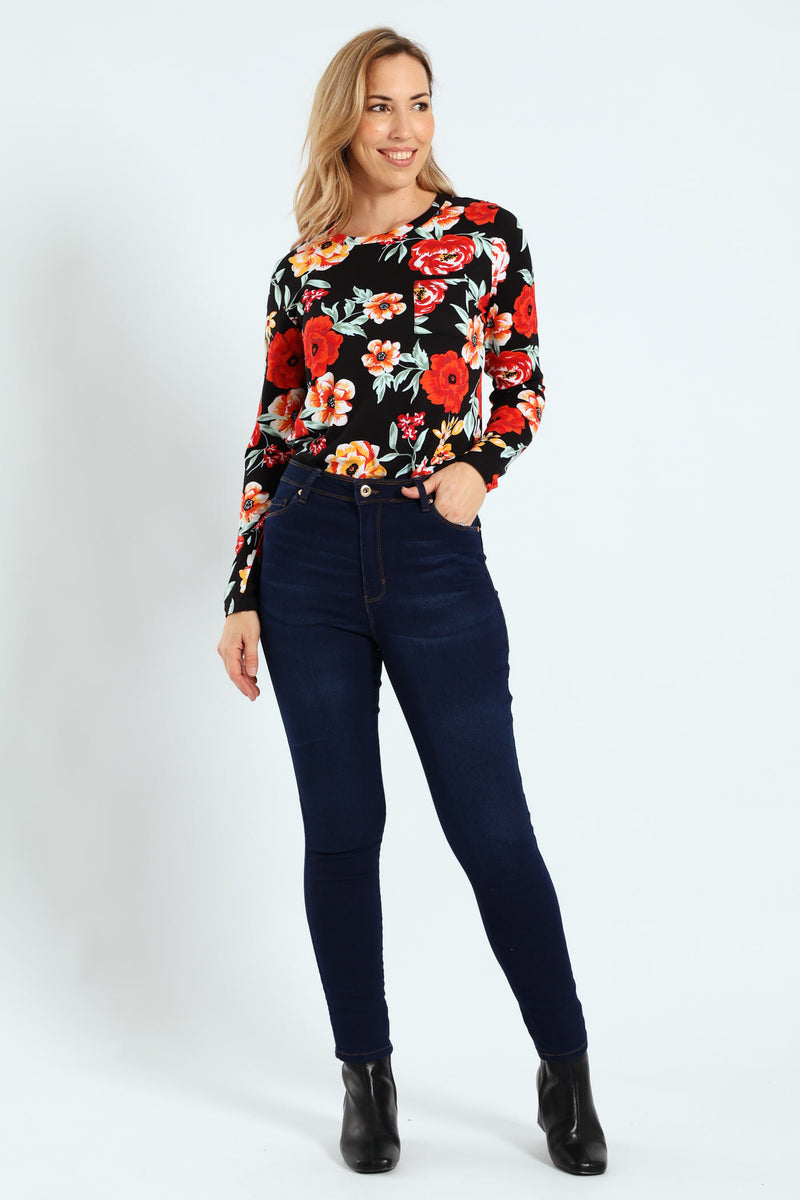 Push Up Hi-Waist Skinny Denim - Dark Wash