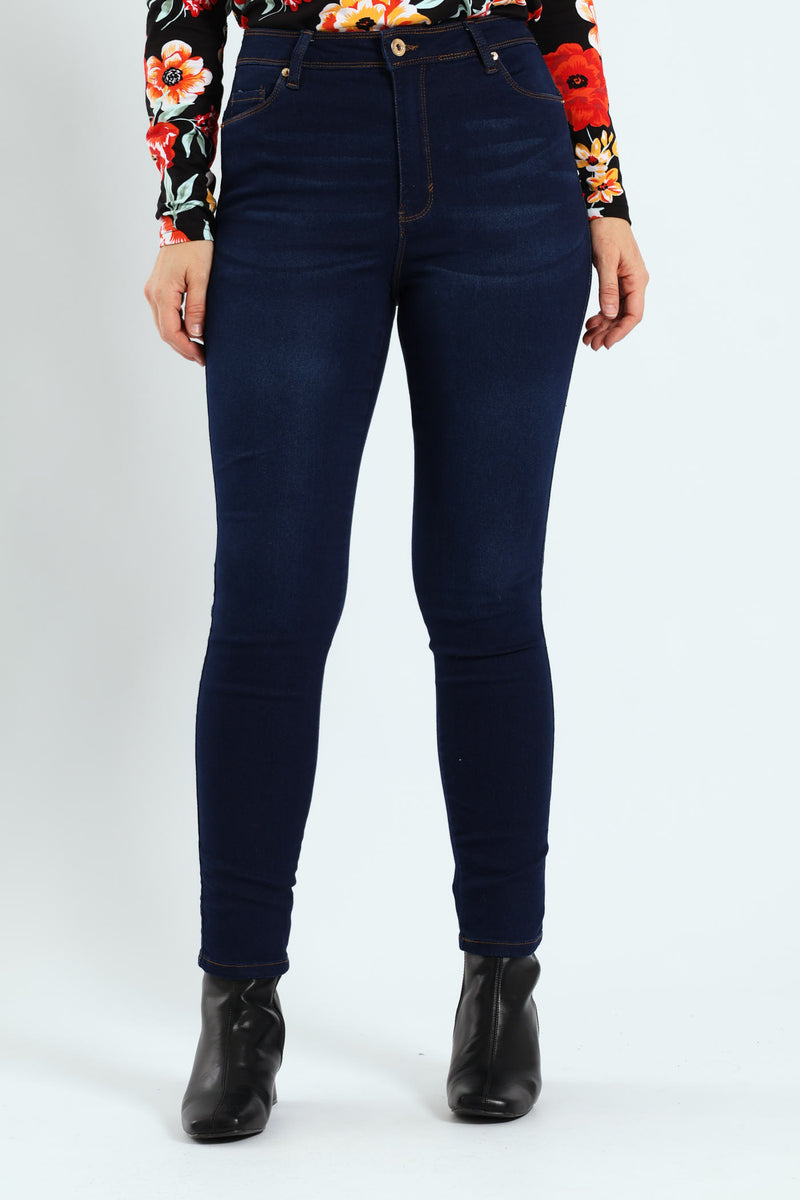 Push Up Hi-Waist Skinny Denim - Dark Wash
