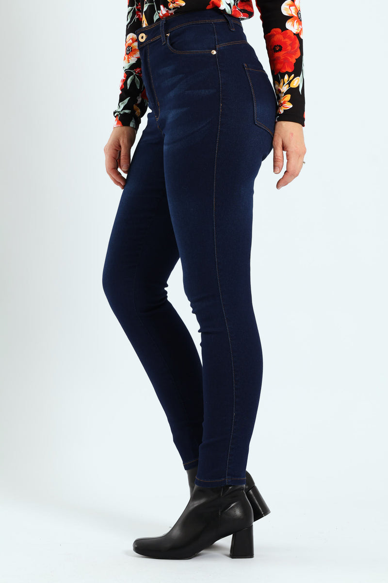 Push Up Hi-Waist Skinny Denim - Dark Wash