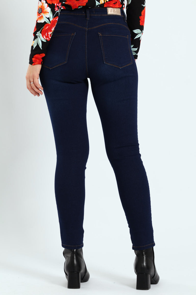 Push Up Hi-Waist Skinny Denim - Dark Wash