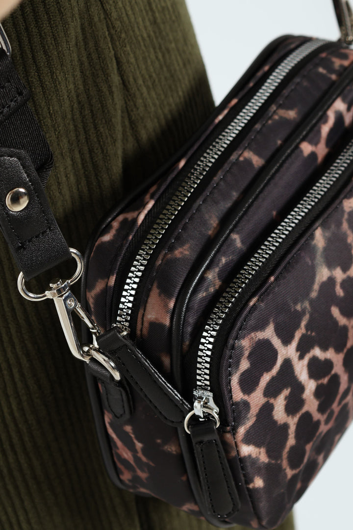 Leopard Print Nylon Camera Bag - Multi