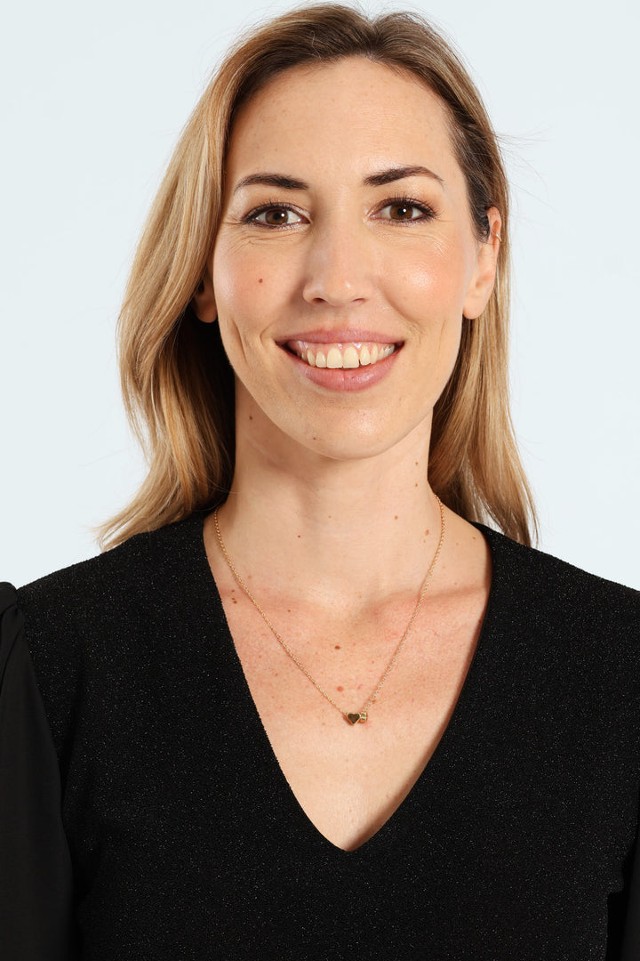 Double Heart Pendant Necklace - Gold