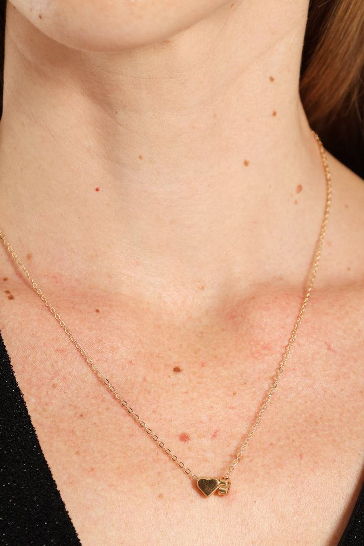 Double Heart Pendant Necklace - Gold