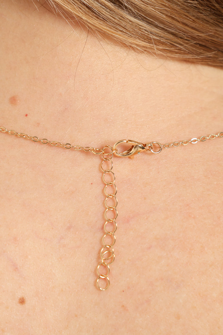 Double Heart Pendant Necklace - Gold