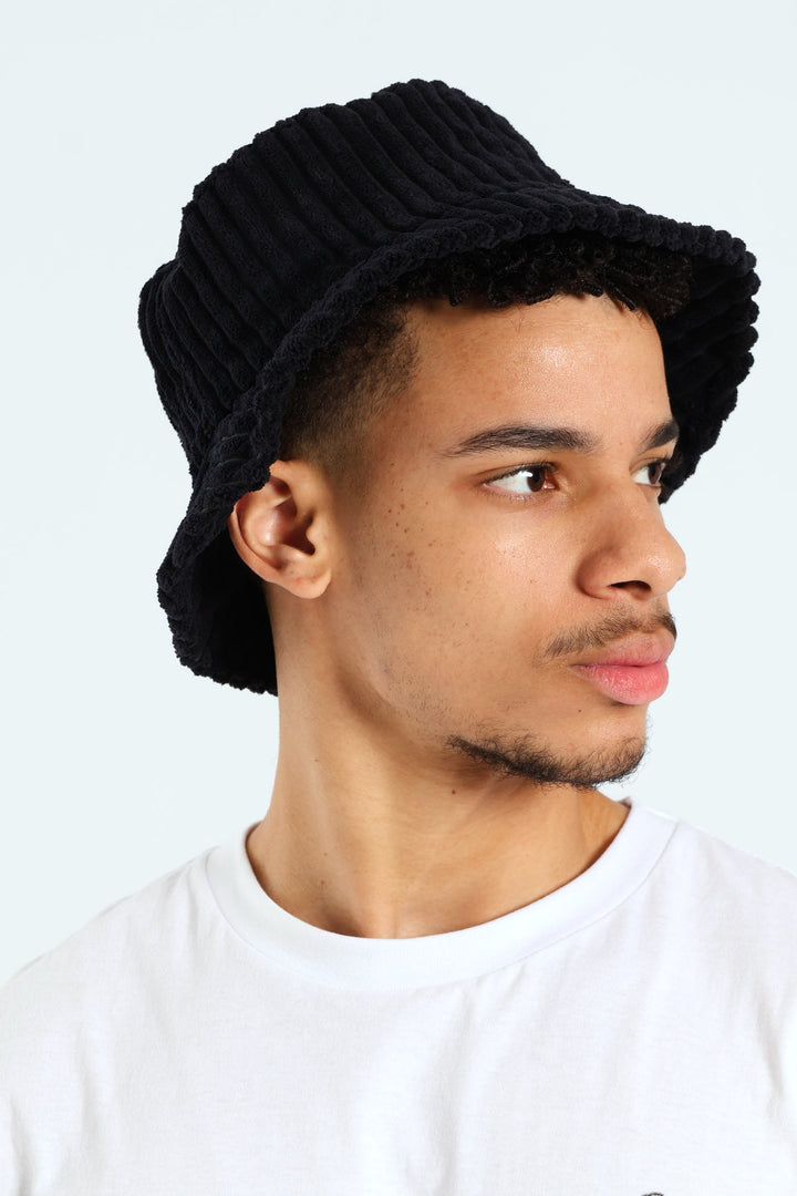 Thick Corduroy Bucket Hat - Black