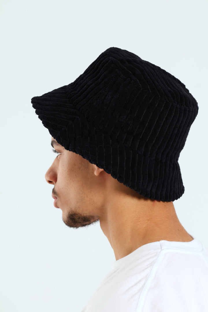 Thick Corduroy Bucket Hat - Black