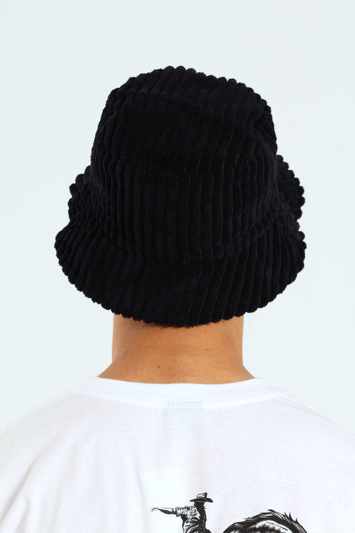 Thick Corduroy Bucket Hat - Black