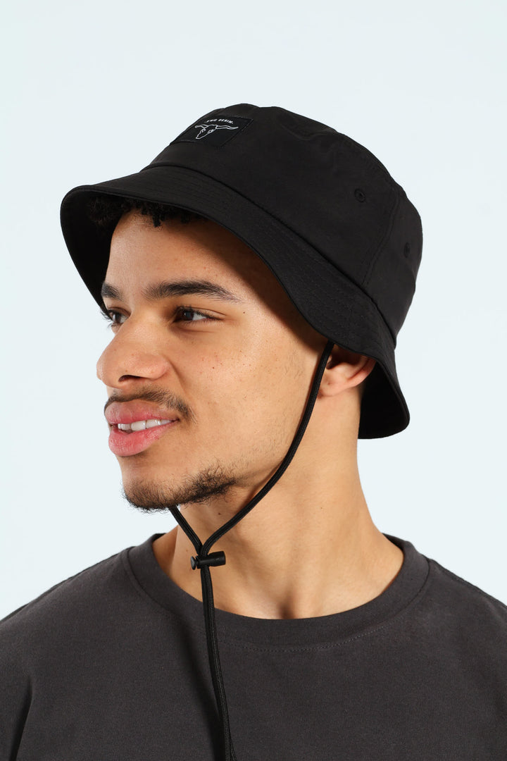 Bull Front Badge Bucket Hat - Black