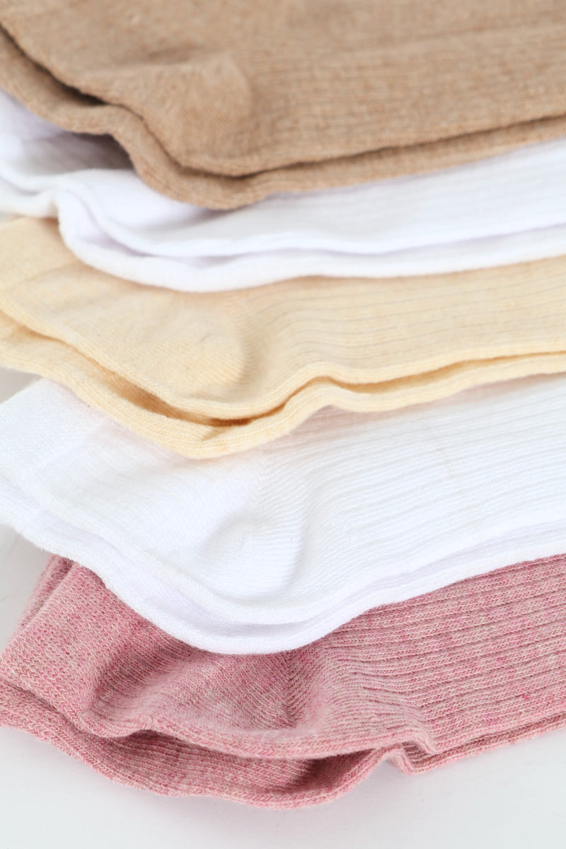 5 Pack Plain Naturals Low Cut Socks - Multi