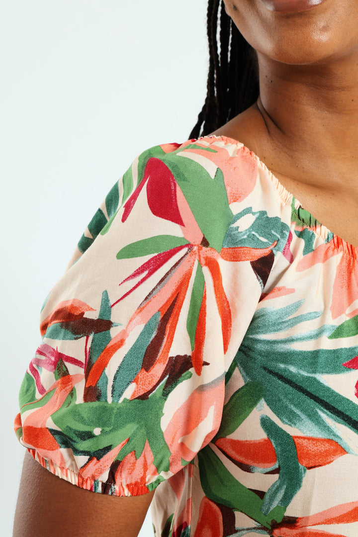 Printed Tiered Gypsy Mini Dress - Multi