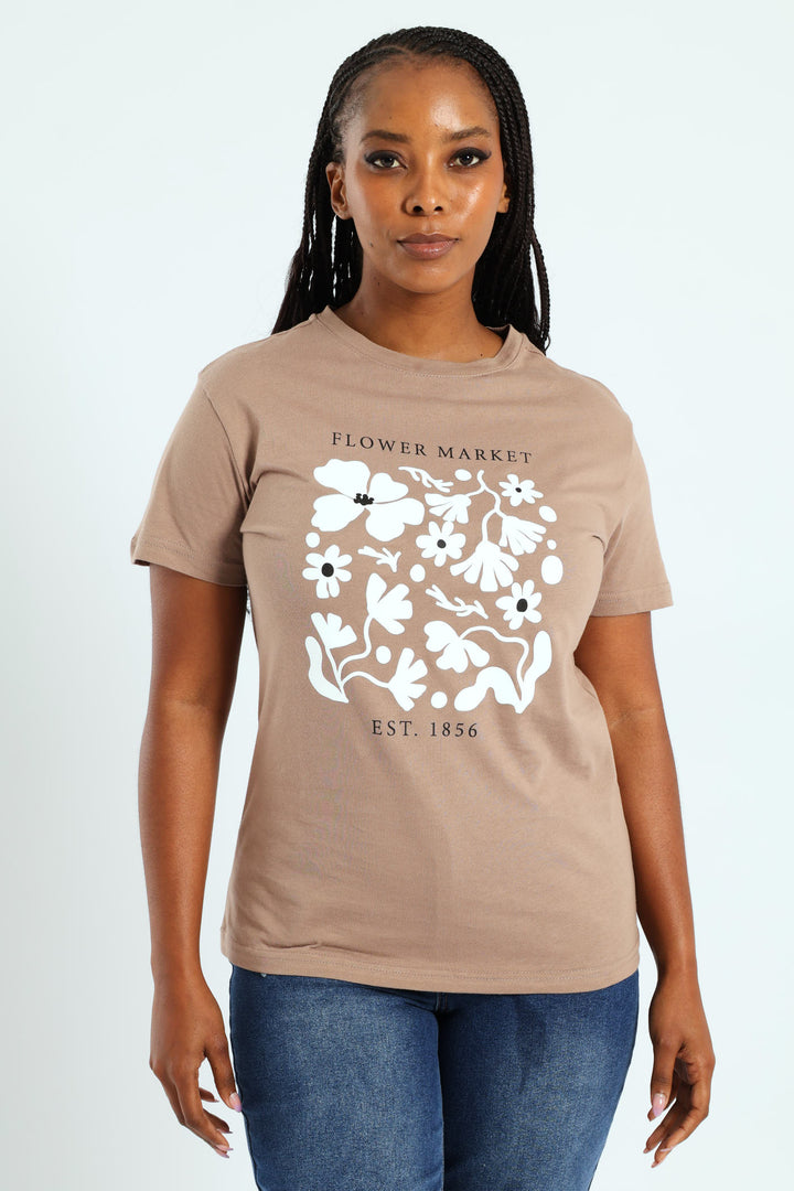 Flower Market Frame Tee - Taupe