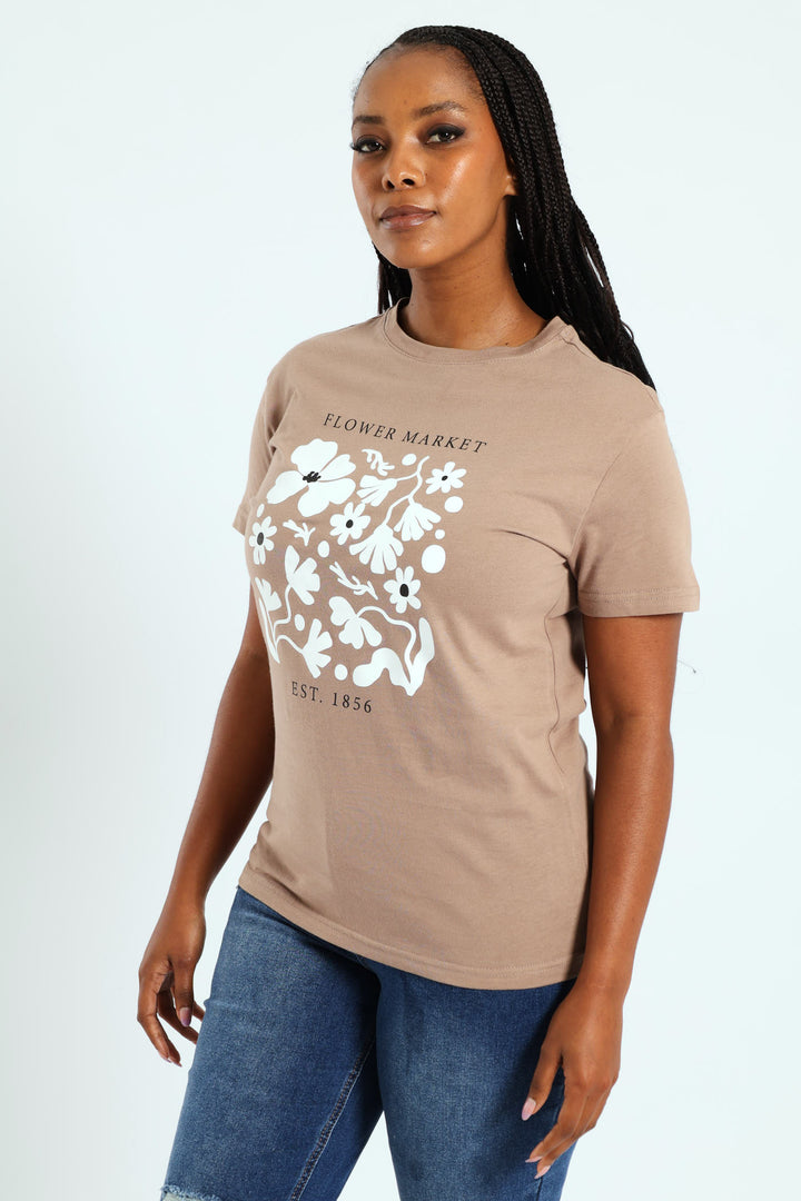 Flower Market Frame Tee - Taupe