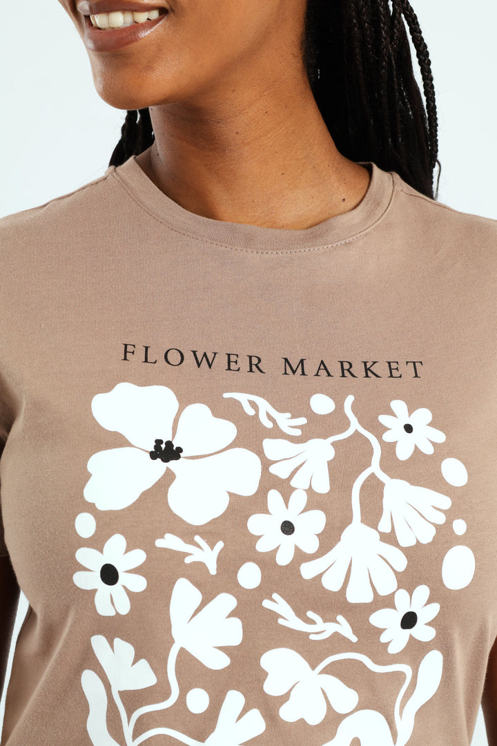 Flower Market Frame Tee - Taupe
