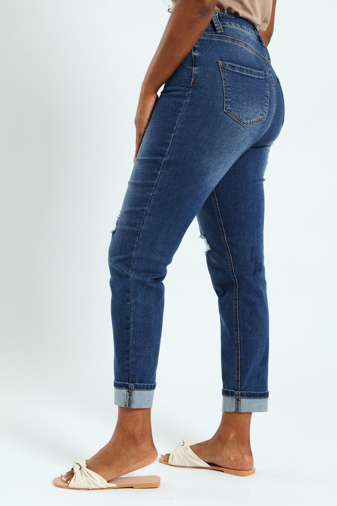 Abraised Turnup Cigarette Jean - Dark Wash