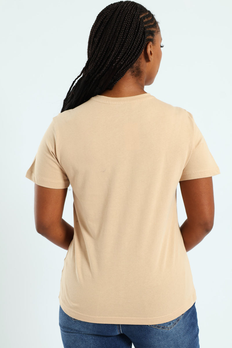 Stay Wild Leopard Frame Tee - Tan