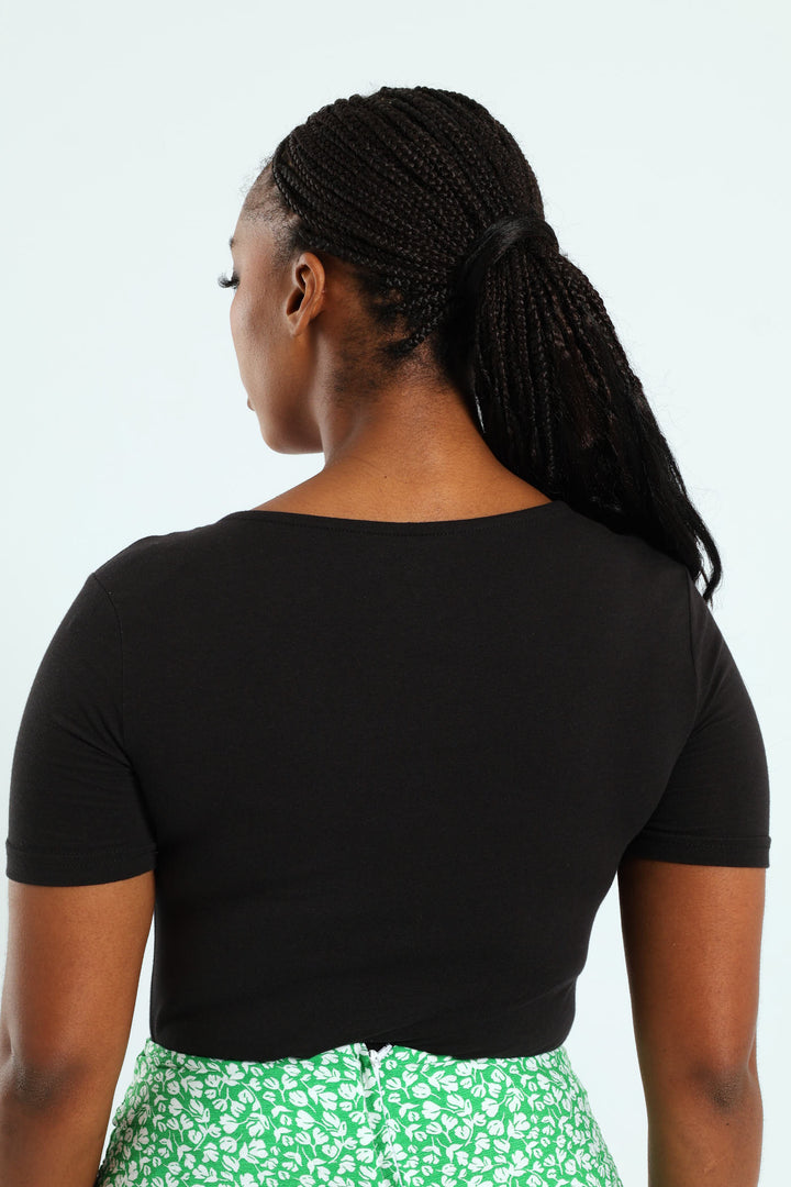 Scoop Neck Bodysuit - Black