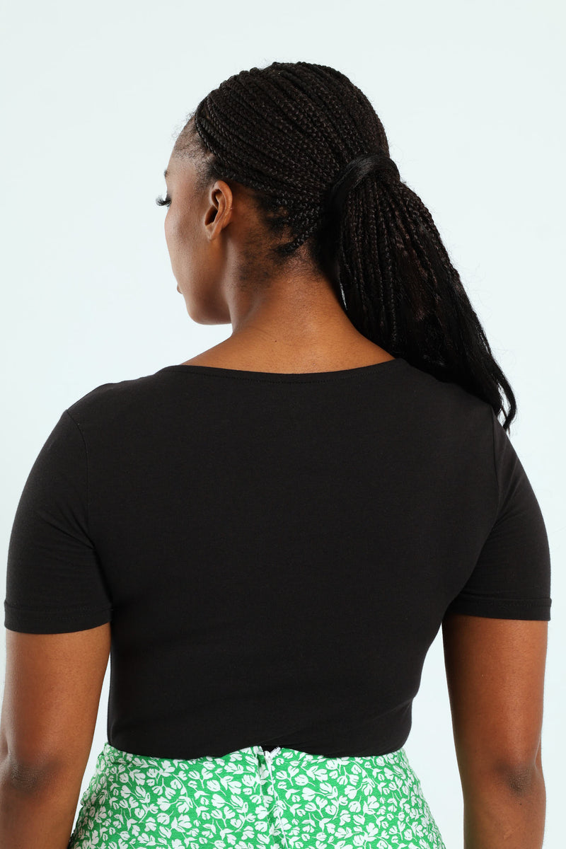Scoop Neck Bodysuit - Black