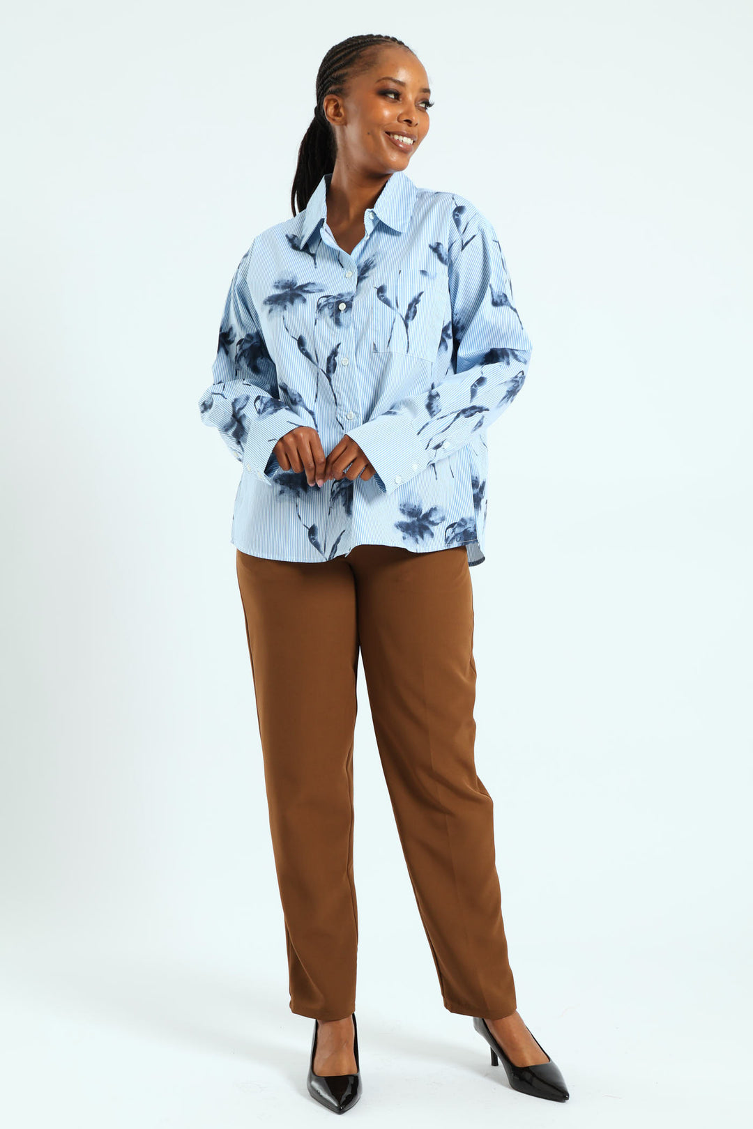 Striped Floral Shirt - Blue