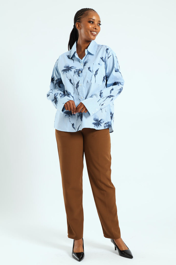 Striped Floral Shirt - Blue