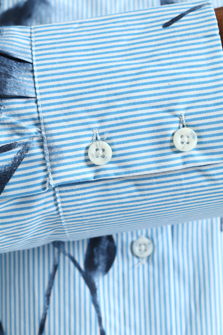 Striped Floral Shirt - Blue
