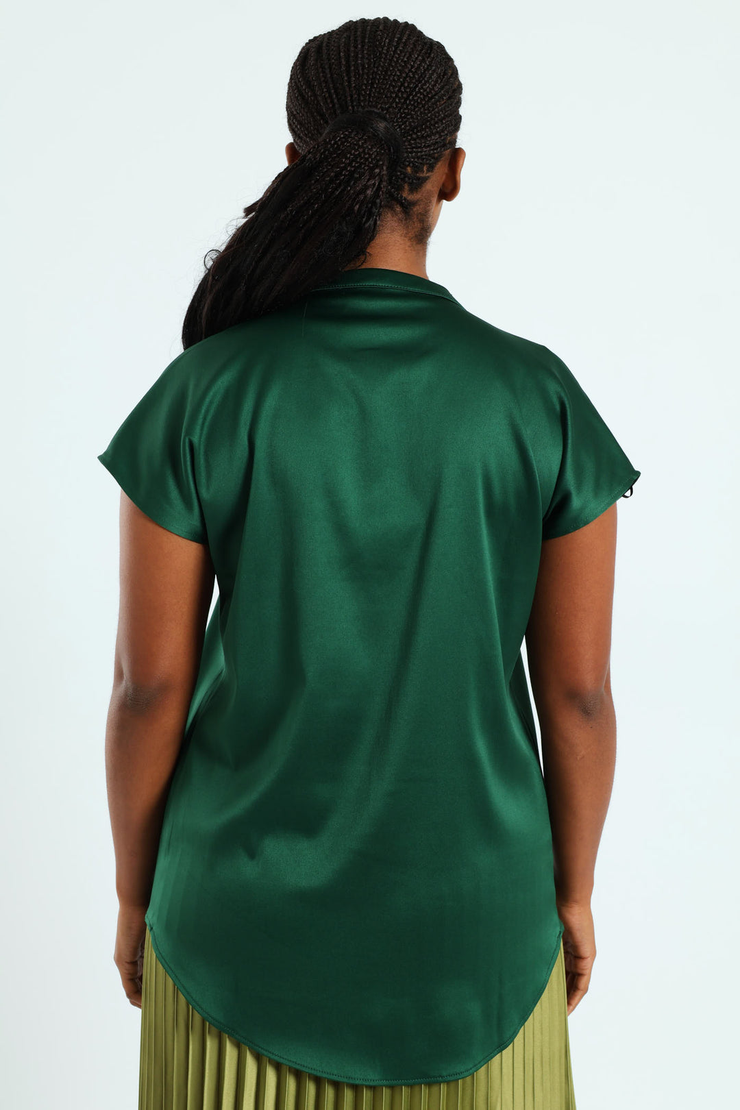 Mandarin Collar Blouse - Emerald