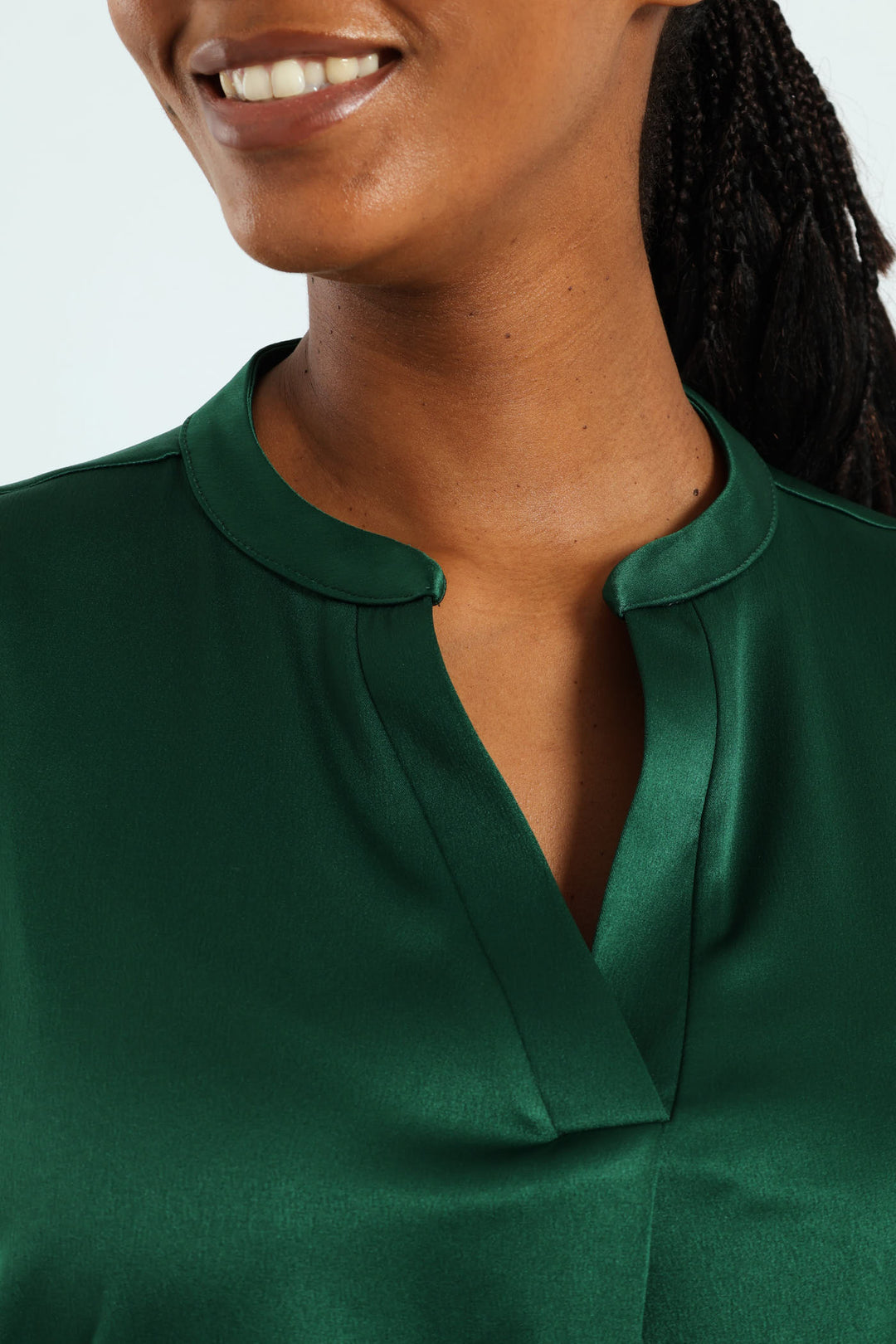 Mandarin Collar Blouse - Emerald