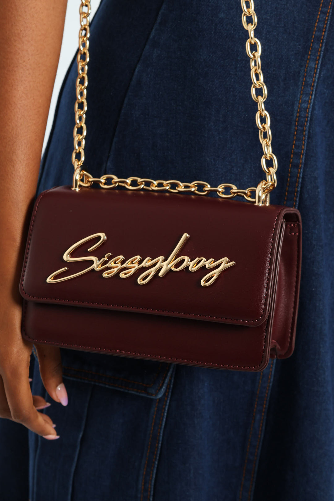 Structured Crossbody Bag - Burgundy