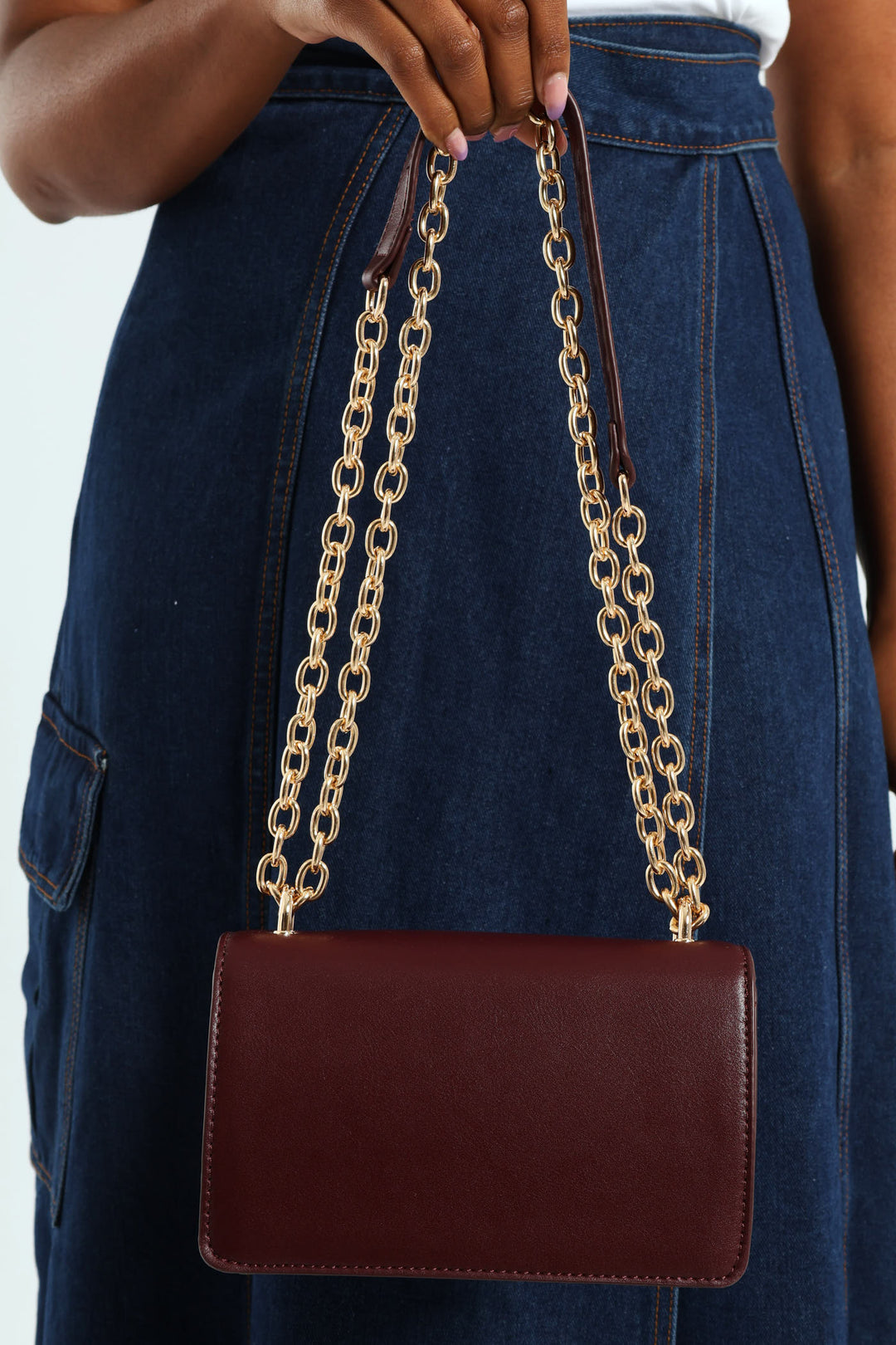 Structured Crossbody Bag - Burgundy