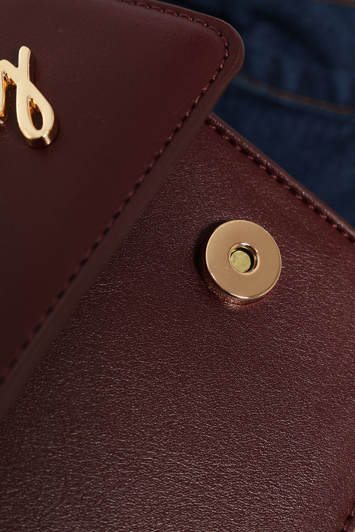 Structured Crossbody Bag - Burgundy