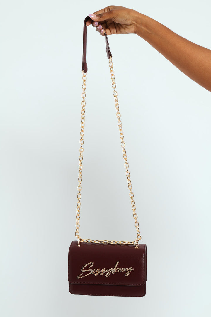 Structured Crossbody Bag - Burgundy