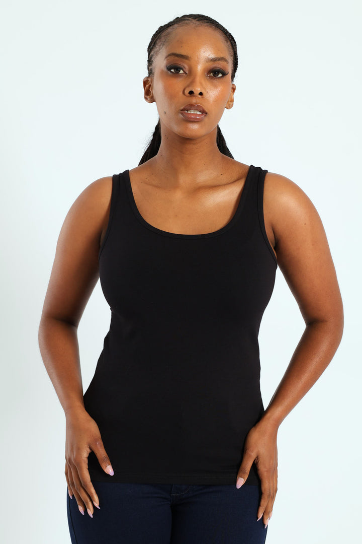 Cotton Lycra Tank Top - Black