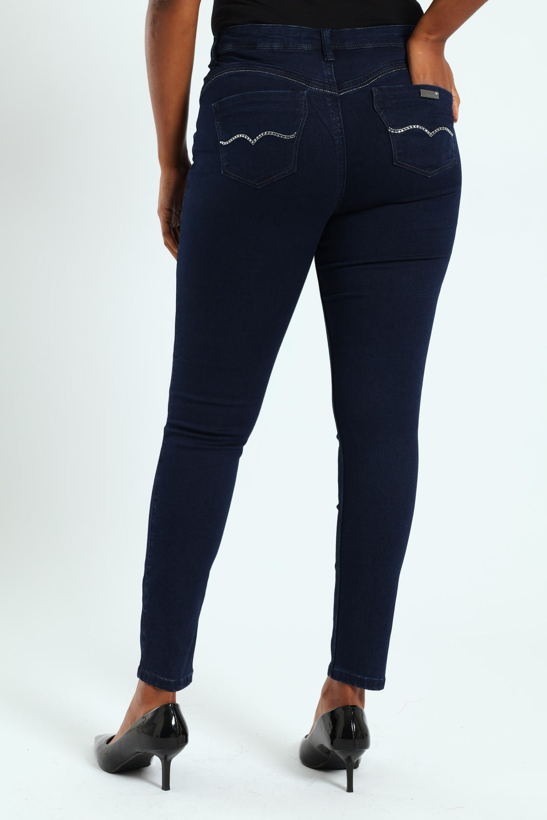Lia Mid Waist Basic Skinny Jean - Blue/Black