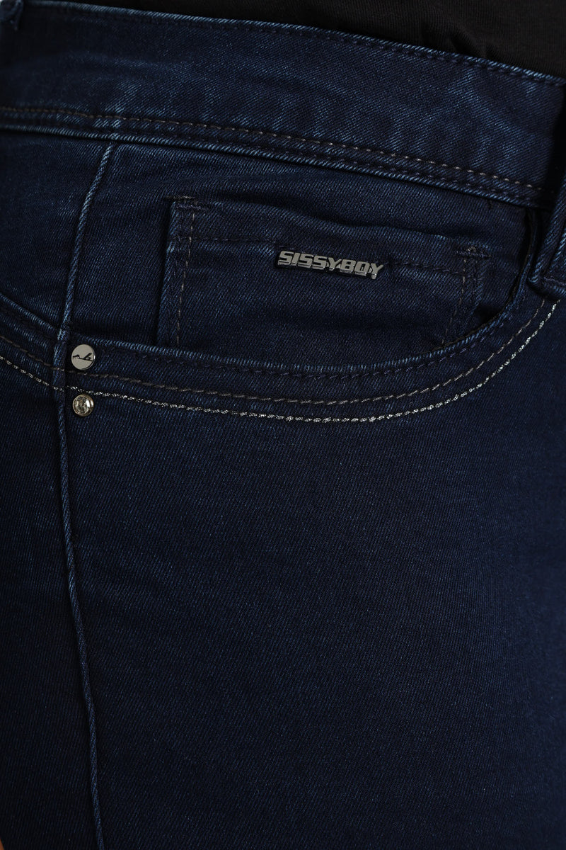 Lia Mid Waist Basic Skinny Jean - Blue/Black