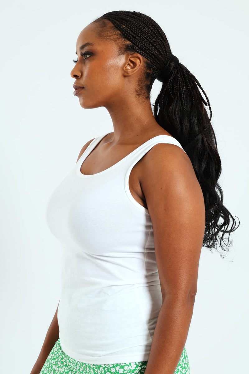 Cotton Lycra Tank Top - White