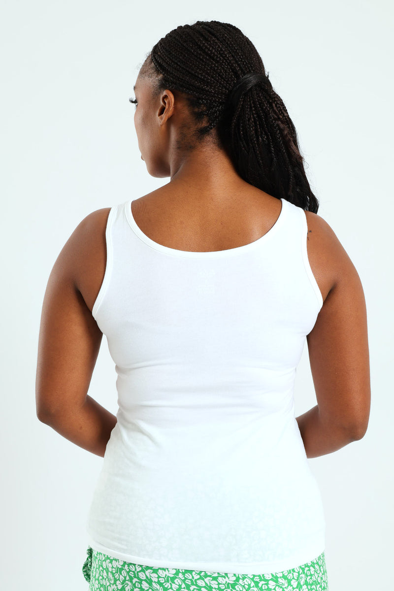 Cotton Lycra Tank Top - White