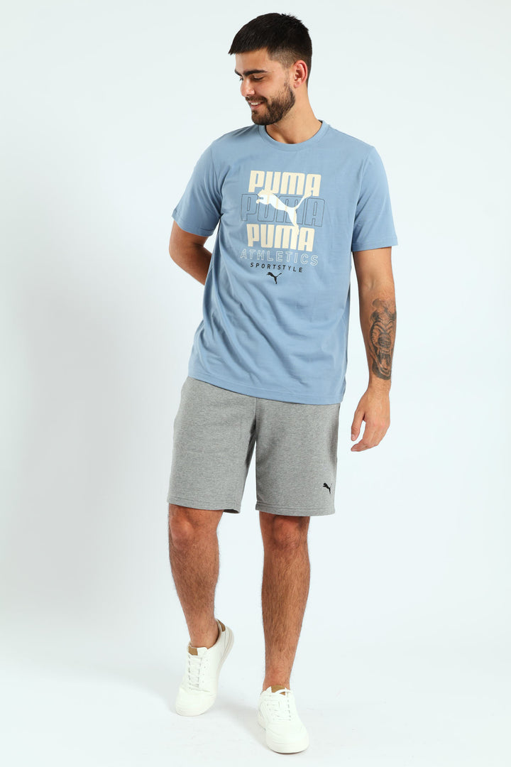 Stacked Graphic Tee - Smokey Blue