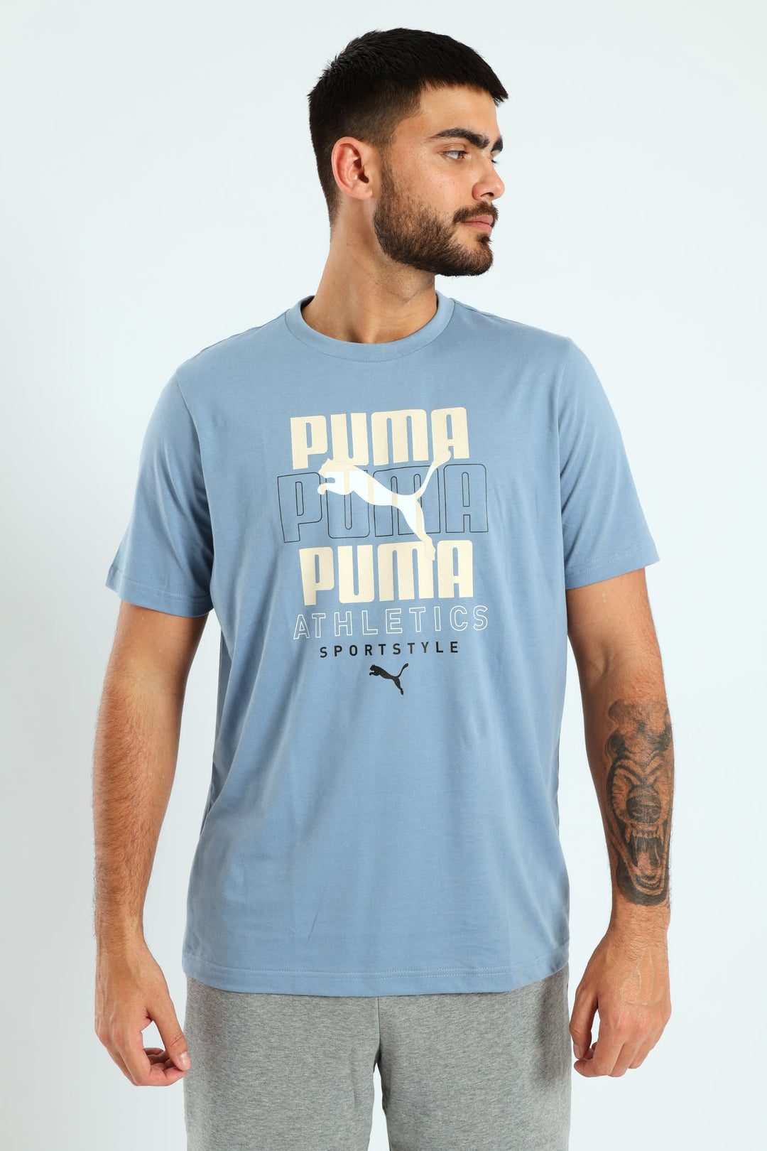 Stacked Graphic Tee - Smokey Blue