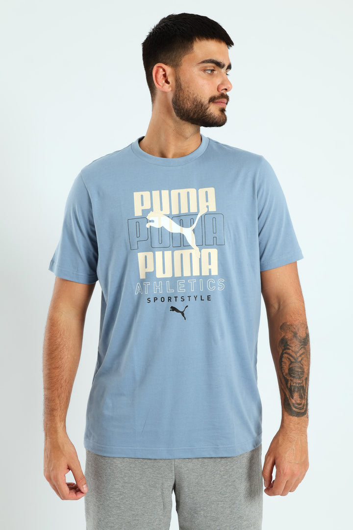 Stacked Graphic Tee - Smokey Blue