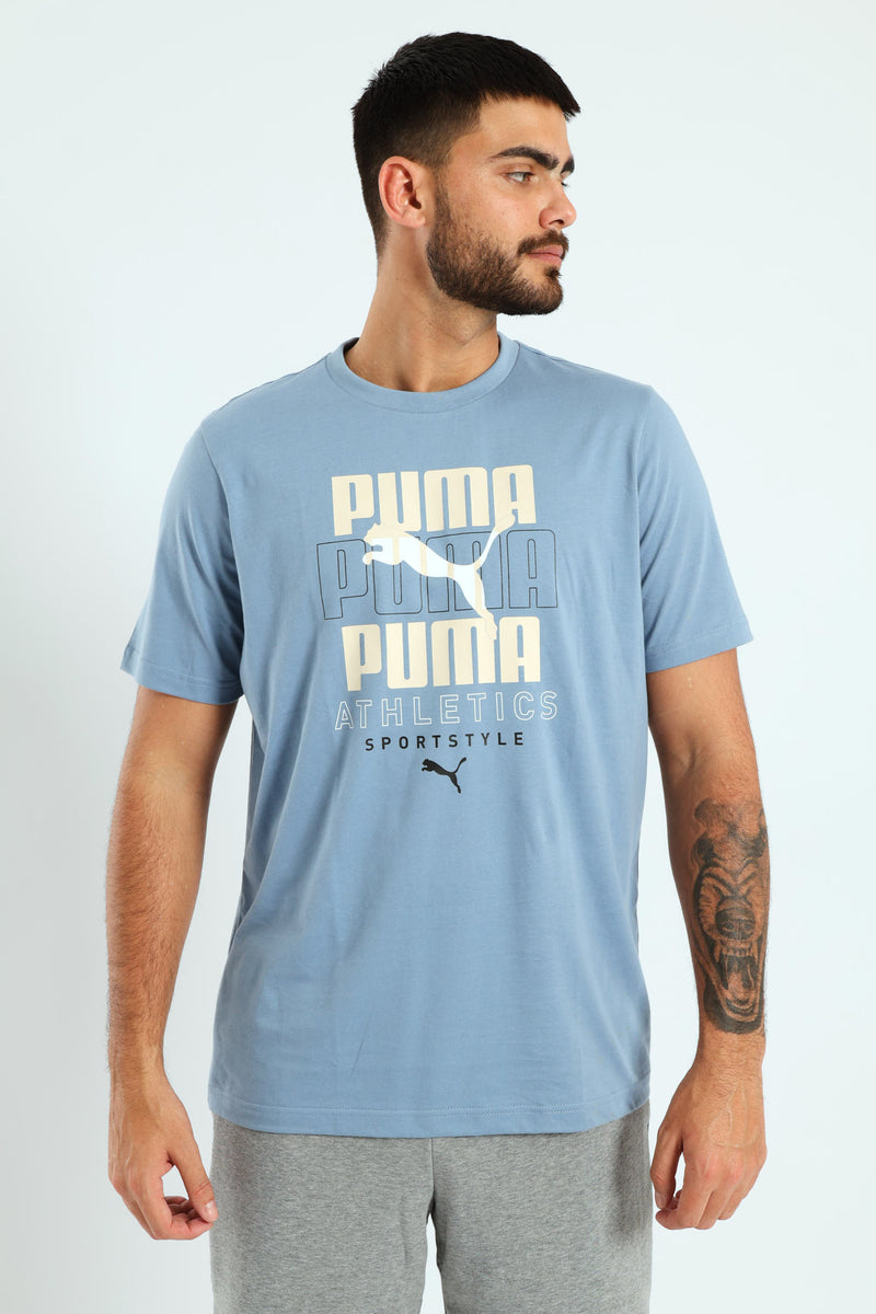 Stacked Graphic Tee - Smokey Blue