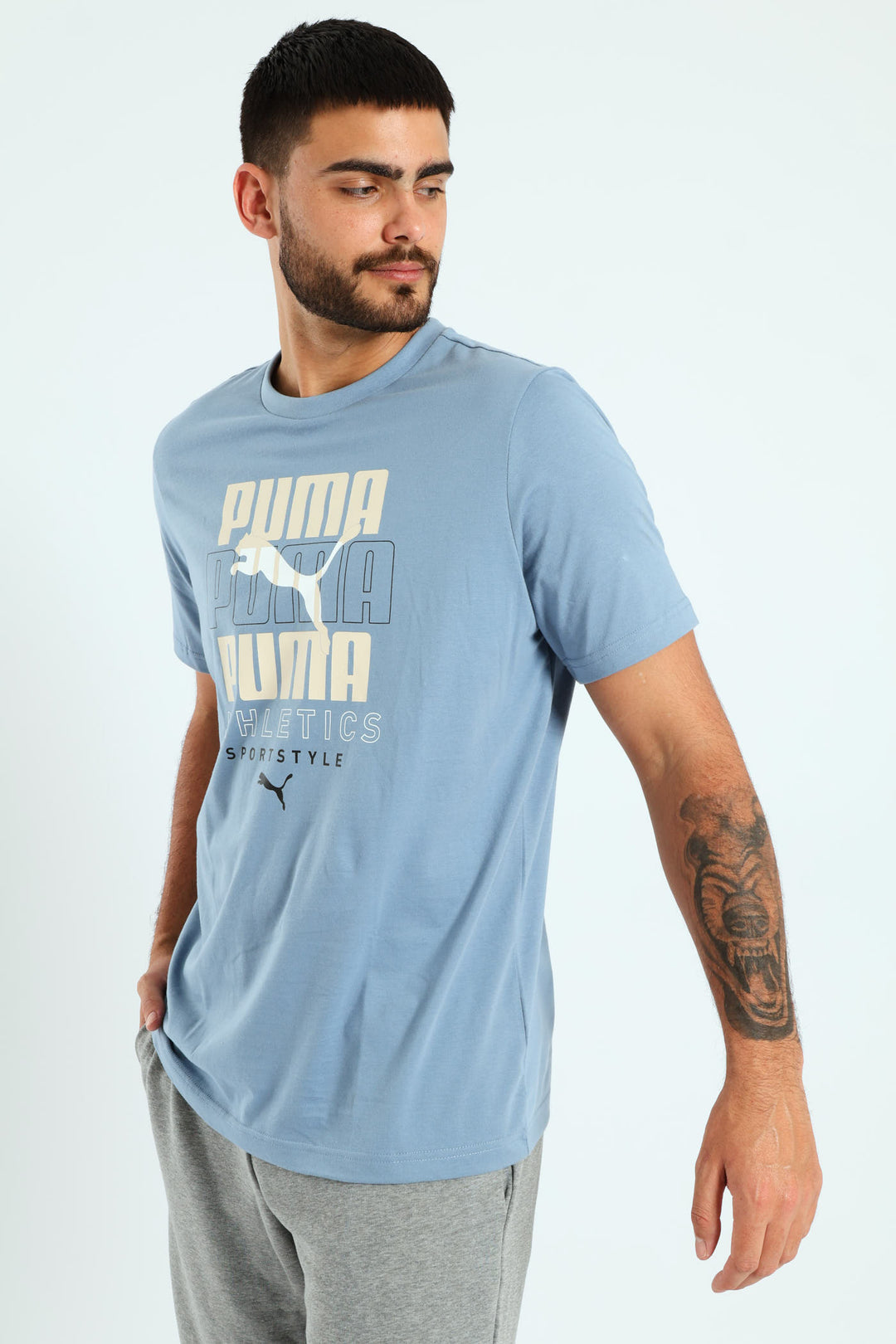 Stacked Graphic Tee - Smokey Blue
